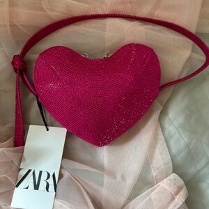 Zara Crystal pink heart bag new with tags